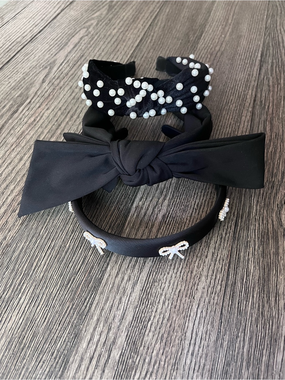 Set of 3 Boutique Pearl & Bow Headband Bundle Coquette